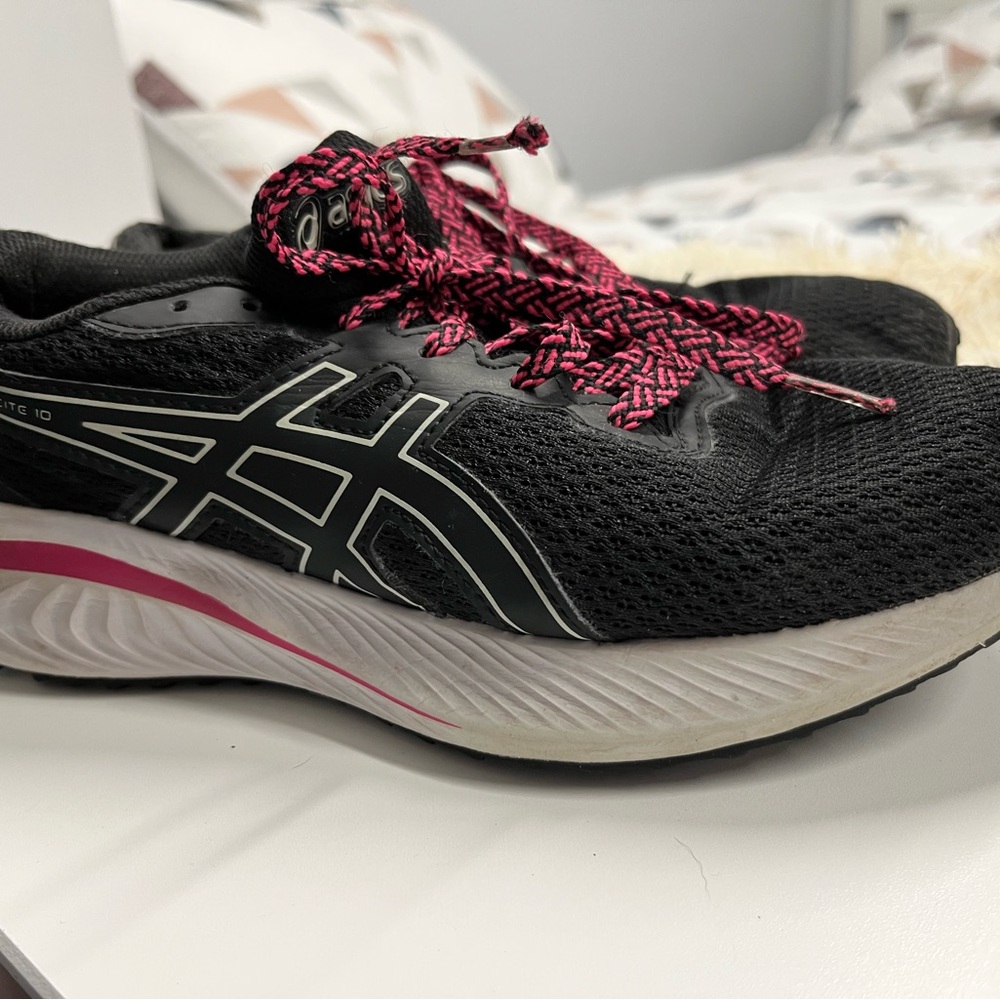 ASICS Gel Excite 10 Girls Size 4 Running Shoes Black Pink Athletic Sneakers